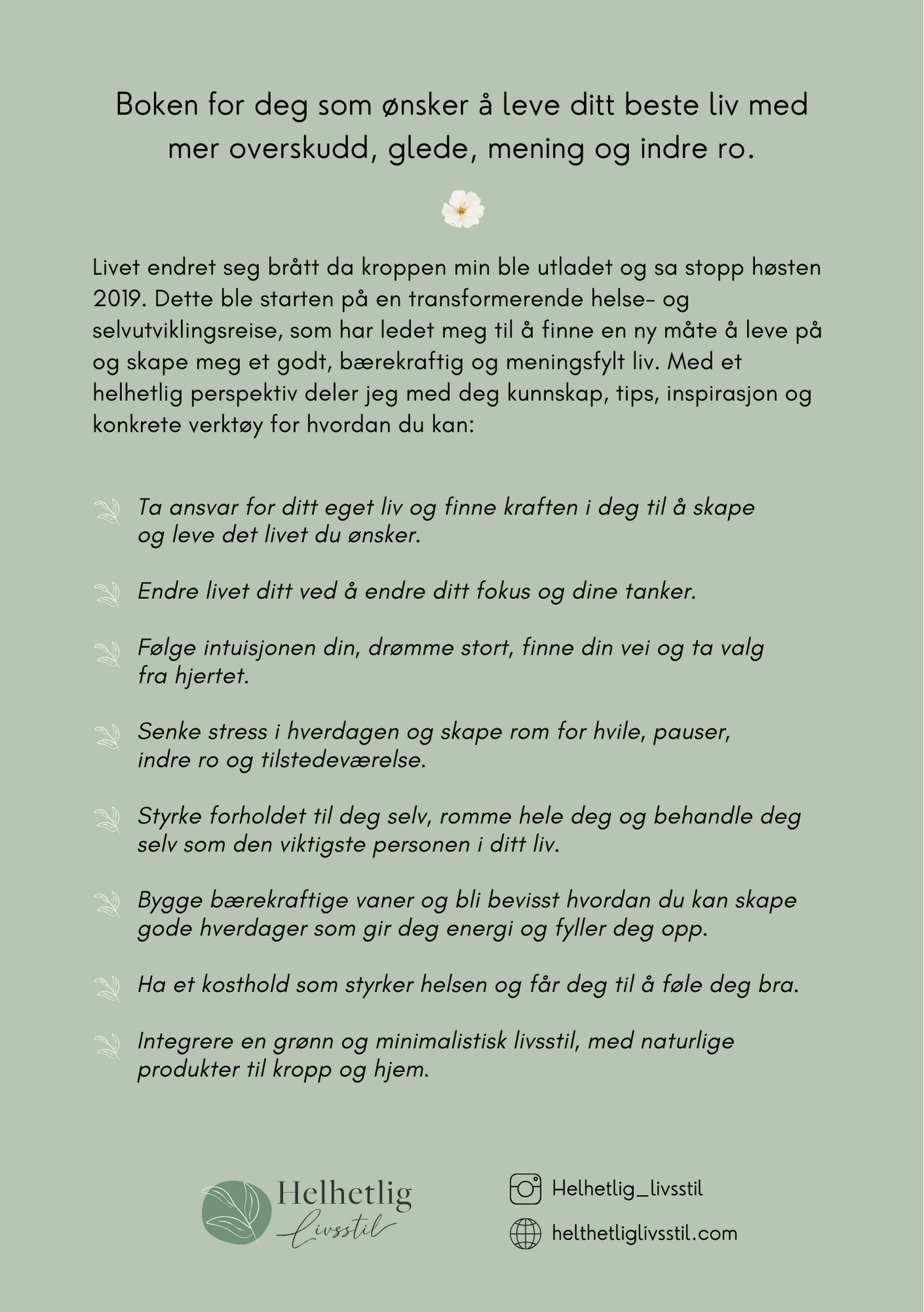 Skap ditt beste liv - veien til en bærekraftig livsstil med mer overskudd, glede, mening og indre ro. Av Liv Hilde Muri (E-bok)